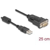 DeLOCK USB 2.0 Adapter, USB-A Stecker > Seriell RS-232 Stecker schwarz, 25cm Kabel