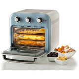 Ariete Heißluftfritteuse und Mini-Ofen 3in1 Vintage Blue weiß/hellblau, 1.350 Watt, Garraum 16 Liter, mit Sichtfenster