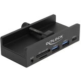 DeLOCK Externer USB 5 Gbps 3 Port Hub 2 x USB Typ-A, 1 x USB Type-C™ und 2 Slot Card Reader mit Feststellschraube, USB-Hub schwarz