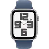 Apple Watch SE, Smartwatch silber, Aluminium, 44 mm, Sportarmband Denim M/L
