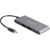 DeLOCK 4 Port USB Type-C™ Hub mit 2 x USB Typ-A und 2 x USB Type-C™ 10 Gbps, USB-Hub grau